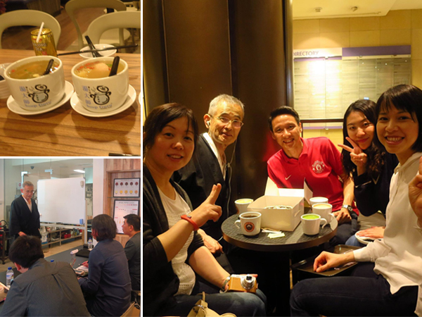 一昨日はシンガポールに到着し、現地料理の夕食後、松原先生の誕生日をスタッフたちとお祝いしました。昨日からラーメン学校も始まりました。